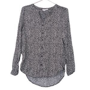 Beachlunchlounge leopard long sleeved blouse size small flowly hi low